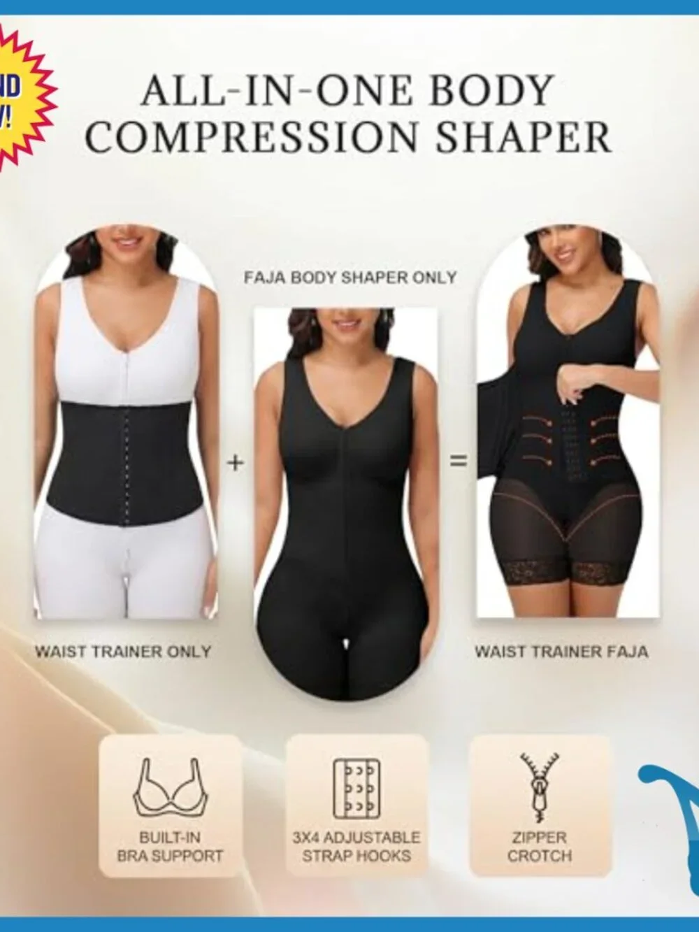 High Compression Full Body Shaper with Built-in Bra and Tummy Control